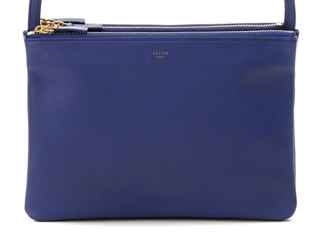 Celine Trio Shoulder Bag Blue Lambskin